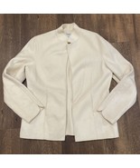 Alfani Cream Boiled Wool Blazer Unlined Collar Open Front Slit Pockets L... - $35.52 CAD