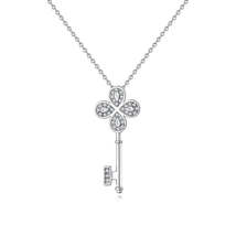 Cubic Zirconia &amp; Silver-Plated Key Pendant Necklace - £11.98 GBP