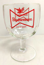 Vintage Budweiser King Of Beers Thumbprint Gobles Clear Glass With Logo - $11.55