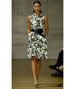 $3,500 OSCAR DE LA RENTA BEAUTIFUL EXCL. IVORY BLACK RUNWAY DRESS US 10 - $379.50