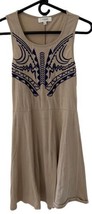 Umgee Dress Womens Size 4 Tan Fit And Flair Embroidered Scoop Sleeveless - $11.19