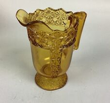 Vintage McKee Queen Daisy &amp; Buttons Amber Glass Footed Pitcher - 8 1/4” - $9.89