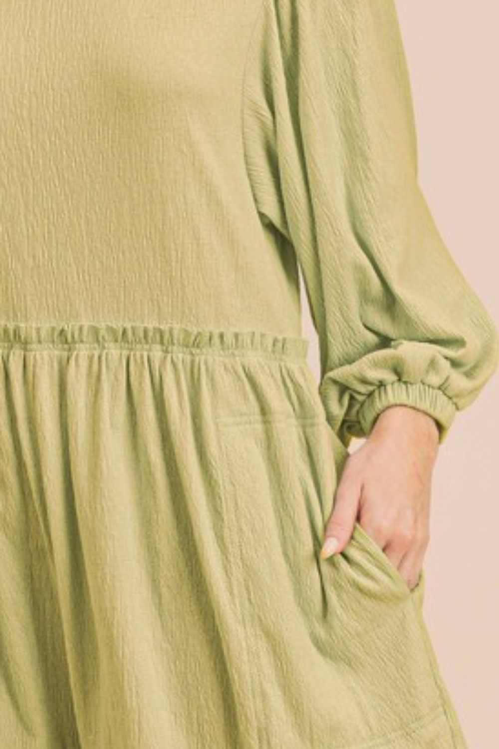 Aemi + Co Frill Round Neck Long Sleeve Romper with Pockets Item image 3