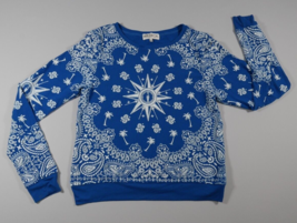 WildFox Blue Long Sleeve Bandana Compass Print Sweater Sweatshirt Wms Me... - £31.49 GBP