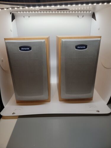 Aiwa Speaker Pair SX-LM191 Wood 10x7x5.5 Wired  			