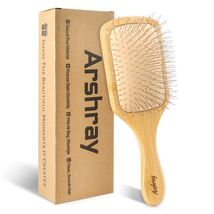 Arshray Bamboo Paddle Hair Brush Stainless Steel Teeth All Hair Types - $181.01 MXN