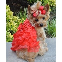 Holiday Dog Harness Dress - Red Satin - £71.16 GBP