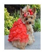 Holiday Dog Harness Dress - Red Satin - £71.76 GBP