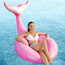 Giant Inflatable Mermaid Tail Pool Float With Fast Valves Pool Floaties Tube Sum - £31.49 GBP