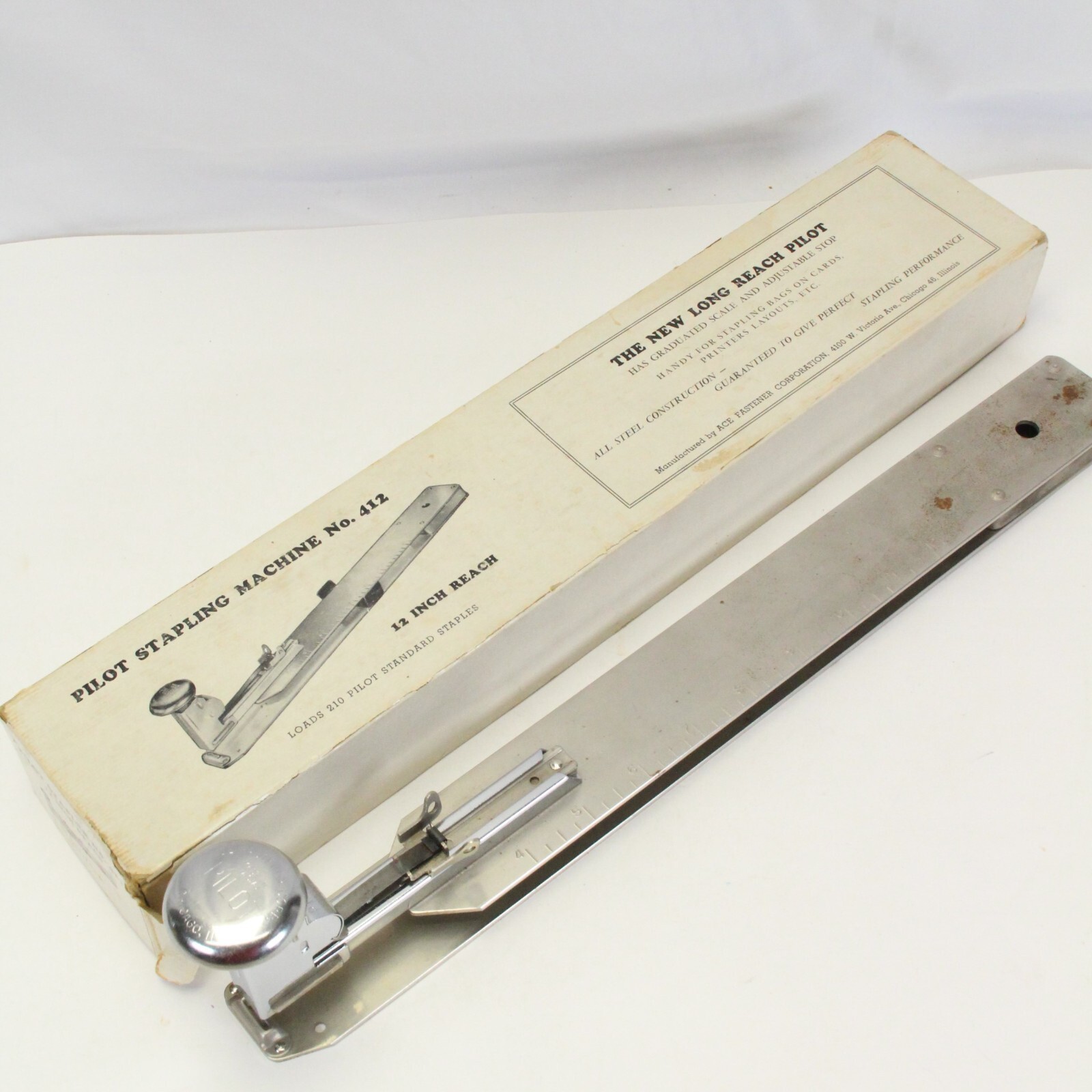 Pilot 12&quot; Long Reach Stapler Stapling Machine Model 412 W/ Original Box - $19.59