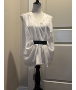 ALEXANDER WANG Sleeveless Crepe White Blouse Black Leather Belt Detail S... - $106.96 CAD