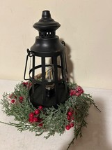 Christmas spruce pine wreath with Black led lantern image 3
