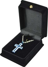 Blue, White &amp; Silver Cross Pendant Urn w/20&quot; chain &amp; black velvet display box - $149.99