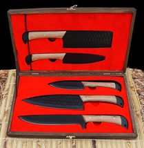 luxury gift for her, kitchen knives set with wooden box - £153.96 GBP