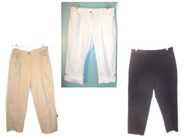 Ruby Rd.  Capri Pants in White, Black or Khaki Cotton Blend Pants Size 14P-16P  - £21.52 GBP