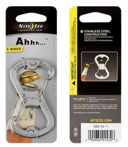 Nite Ize S-Biner AHHH... SILVER Stainless Steel, Carabiner and Bottle Op... - £7.46 GBP