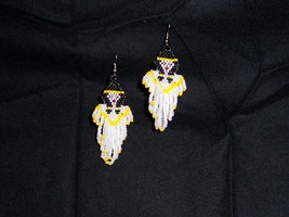 New Handmade Indian Maiden Angel Dangle Seed Bead Earrings  - £8.76 GBP