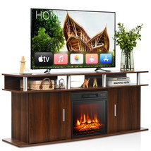 Costway 63&quot; Fireplace TV Stand W/18&quot; 1400W Electric Fireplace up to 70&quot; Walnut - £345.60 GBP