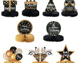 9Pcs Extra Large Black Gold Birthday Decorations, Black Gold Table Decor... - $24.69