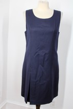 Vtg Rafaella 10P Navy Blue 100% Wool Tank Kick Pleat Schoolgirl Jumper Dress - £37.34 GBP