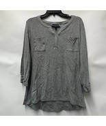Karen Scott Womens XL Smoke Grey Cotton 3/4 Sleeve Henley Top NWT CU68 - $26.78 CAD