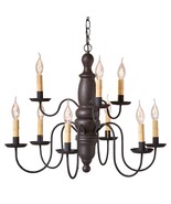 2 Tier &quot;FAIRFIELD&quot; CHANDELIER - Textured BLACK 9 Light Fixture USA Handc... - $11,809.67 MXN