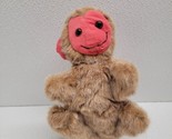 Vintage Monkey Baby Hand Puppet Plush Brown Pink - £11.60 GBP