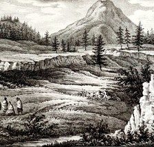 Mount Hood Oregon Trail 1850 Hand Lithograph Victorian Rare History DWAA1B - £47.84 GBP
