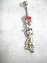 Foxy Mama Fox Vixen Wildlife Animal Charm on 14g Pink CZ Belly Ring Barbell - £5.60 GBP