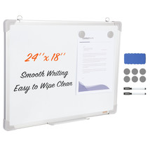 VEVOR Magnetic Whiteboard Dry Erase Board 24&quot; x 18&quot; Wall Mounted for Office - £37.54 GBP