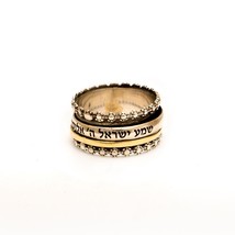 Spinning Ring 9K Gold and Sterling Silver Kabbalah bible quotes #15 - £111.90 GBP