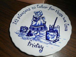 Crownford China Co Staffordshire England Wall Plaque Blue &amp; White Vintage/FRIDAY - £9.58 GBP