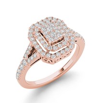 Authenticity Guarantee 
10K Rose Gold 1/2ct Diamond Cluster Double Halo Engag... - £577.38 GBP