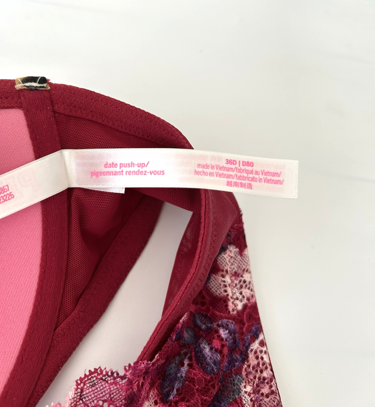 Victoria's Secret PINK 36D Floral Cheetah Racerback Date Push-up Bra & Panty LG Item image 5