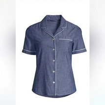 Lands End Pajama Top Shirt 100% Cotton Chambray Blue 2X (20W-22W) EUC - $21.77
