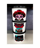 Tupperware Day Of The Dead Containers Set Of 3 Small Wonders Stacking - $24.30