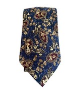 Vintage Disney WDW Tie Mickey Mouse Blue Leaves All Over 100% Silk USA - £17.81 GBP