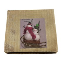 Christmas Ornament Vintage Handmade Snowman on Sled - $14.65