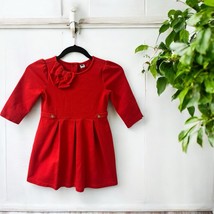 Janie and Jack Red Dress with Bow Buttons Girls Size 6 Vintage Classic H... - £23.79 GBP