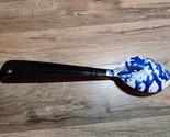 Vintage 12&quot; Graniteware Enamelware Serving Spoon Blue &amp; White - Cool Pat... - $14.59