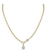 24K Gold Moissanite Beaded Teardrop Necklace - $125.00