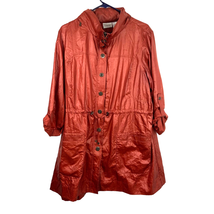 Chicos 3 Windbreaker Jacket Women XL Zenergy Rust Cinch Hood Pocket Roll Tab Slv - £14.38 GBP