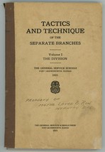 Tactics Techniques Separate Branches Vol I Division 1925 US Army book military - £15.16 GBP