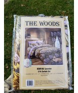 5 PC LAVENDER/PURPLE CAMO THE WOODS CURTAINS SET AND VALANCE DRAPES - €25,02 EUR