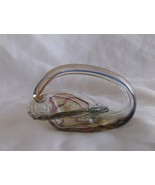 Miniature Clear and Brown Stretch Art Glass Bud Vase Horn or Basket Shape - £10.38 GBP