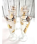Libbey Gold Leaf Pilsner Glasses Set of 6 12oz MCM Beer Barware USA VTG - $907.55 MXN