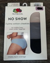 Fruit of the Loom ~ 3-Pair Womens Cheekies Underwear Panties Cotton No Show XL/8 - £12.46 GBP