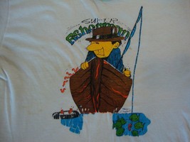 Vintage Super Fisherman Fishing Soft paper thin punk rock ringer T Shirt Adult M - £13.94 GBP