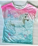 365 Kids Girls Sleeveless Tee Shirt Size 5 Unicorn With Butterflies Pink... - $246.89 MXN