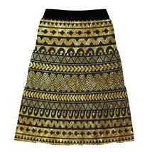 Woman Maori Tattoo Pattern Three-Tiered Skirt (Size XS to 2XL) - $30.00